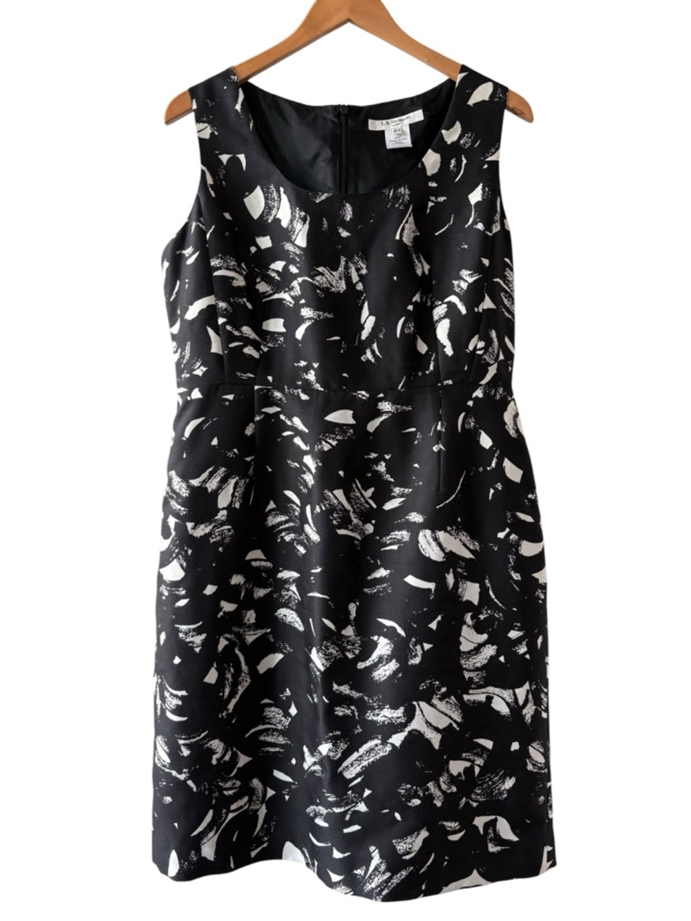 L.K. Bennett Black and White Silk Blend Sheath Dress
